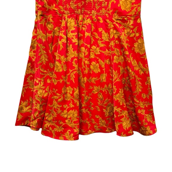 Urban Outfitters Orion Bustier Mini Dress Red Gold Floral Women's size Large NWT - Picture 15 of 15